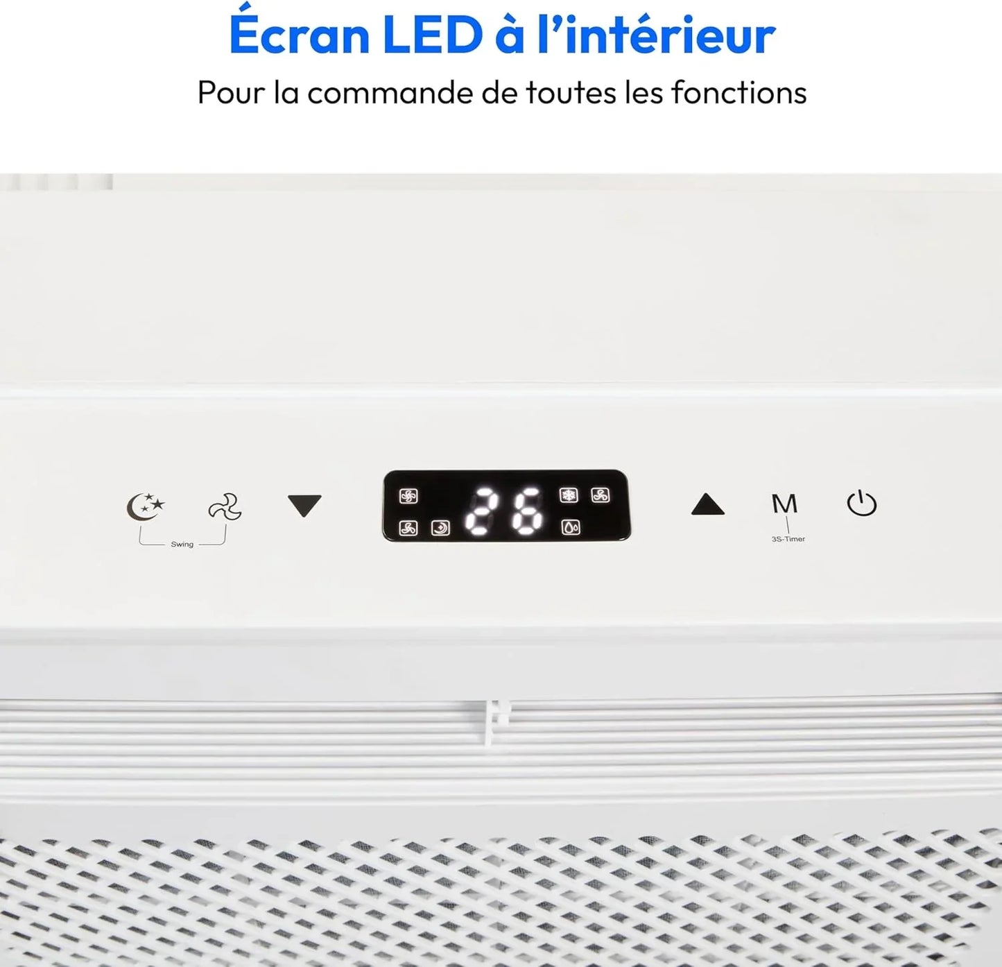 MEDION Smart Climatiseur Split P502 (5000 BTU, 3-en-1, Refroidir, Déshumidification, Ventilation, pour caravane, camping-car, kit de joint de fenêtre, mode sommeil, contrôle Wifi, Écran, MD 37735)