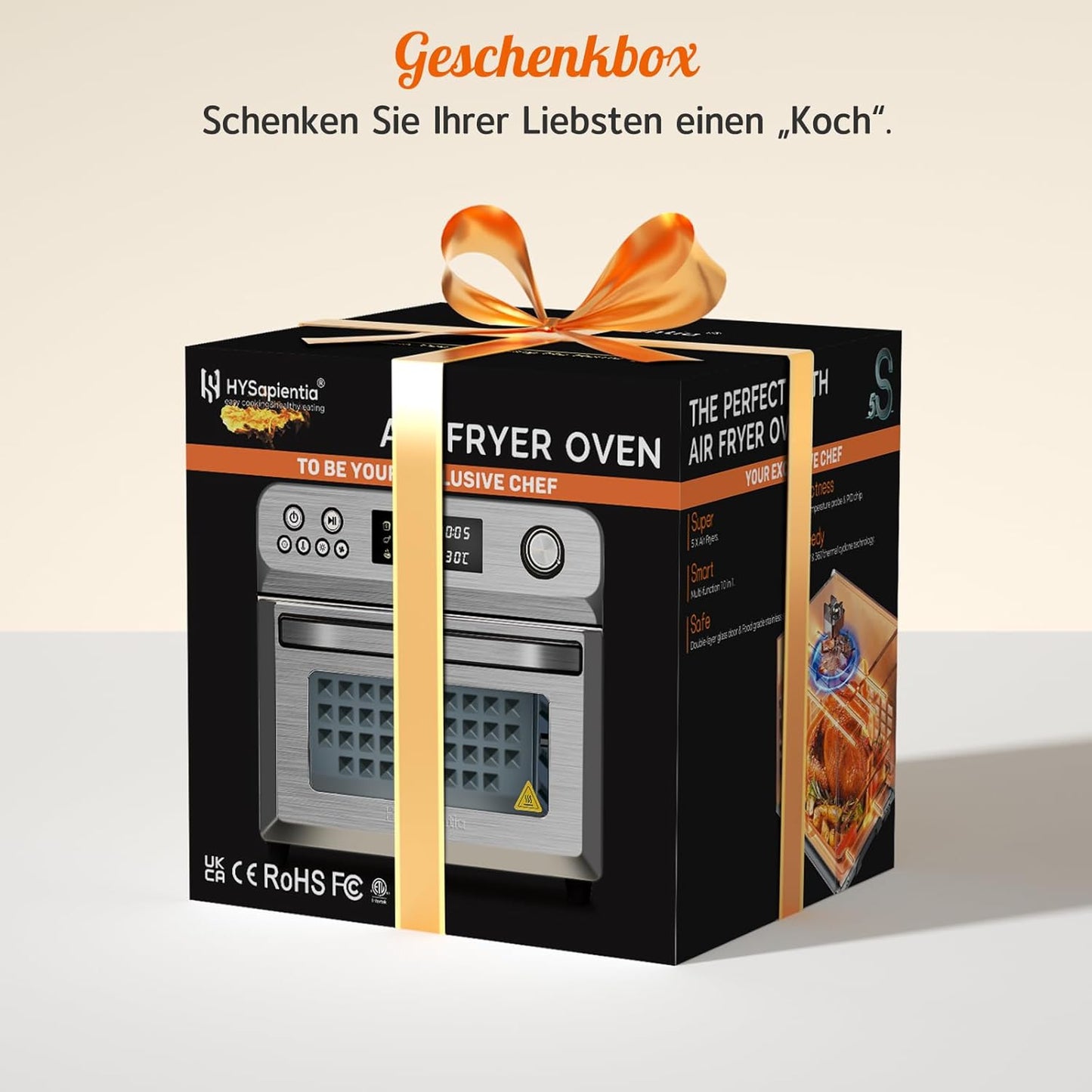 HYSapientia® 24L Heißluftfritteuse xxl,minibackofen mit umluft 1800W,mini backofen camping grill umluft mit kochplatten,heißluftofen 10 Programme,pizzaofen,Airfryer xxl