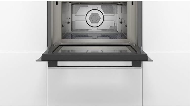 Bosch BFR634GS1 Serie 8 Einbau-Mikrowelle, Türanschlag Rechts, AutoPilot 7 Automatikprogramme, Reinigungsunterstützung, TFT-Touchdisplay, LED-Beleuchtung gleichmäßige Ausleuchtung, 38 x 60 cm, 900 W