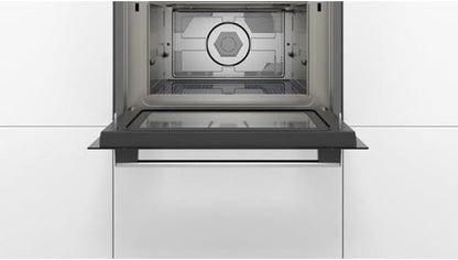 Bosch BFR634GS1 Serie 8 Einbau-Mikrowelle, Türanschlag Rechts, AutoPilot 7 Automatikprogramme, Reinigungsunterstützung, TFT-Touchdisplay, LED-Beleuchtung gleichmäßige Ausleuchtung, 38 x 60 cm, 900 W
