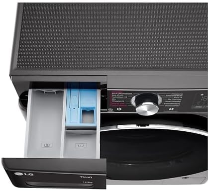 LG W4WR7096YB, Klasse D, Frontlader-Waschtrockner 9 - 6 kg, 62 x 60 x 85 cm, Wi-Fi, AI Direct Drive, Tiefenreinigung mit Dampf, TurboWash 360, Große Kapazität, Außentür aus gehärtetem Glas, Weiß