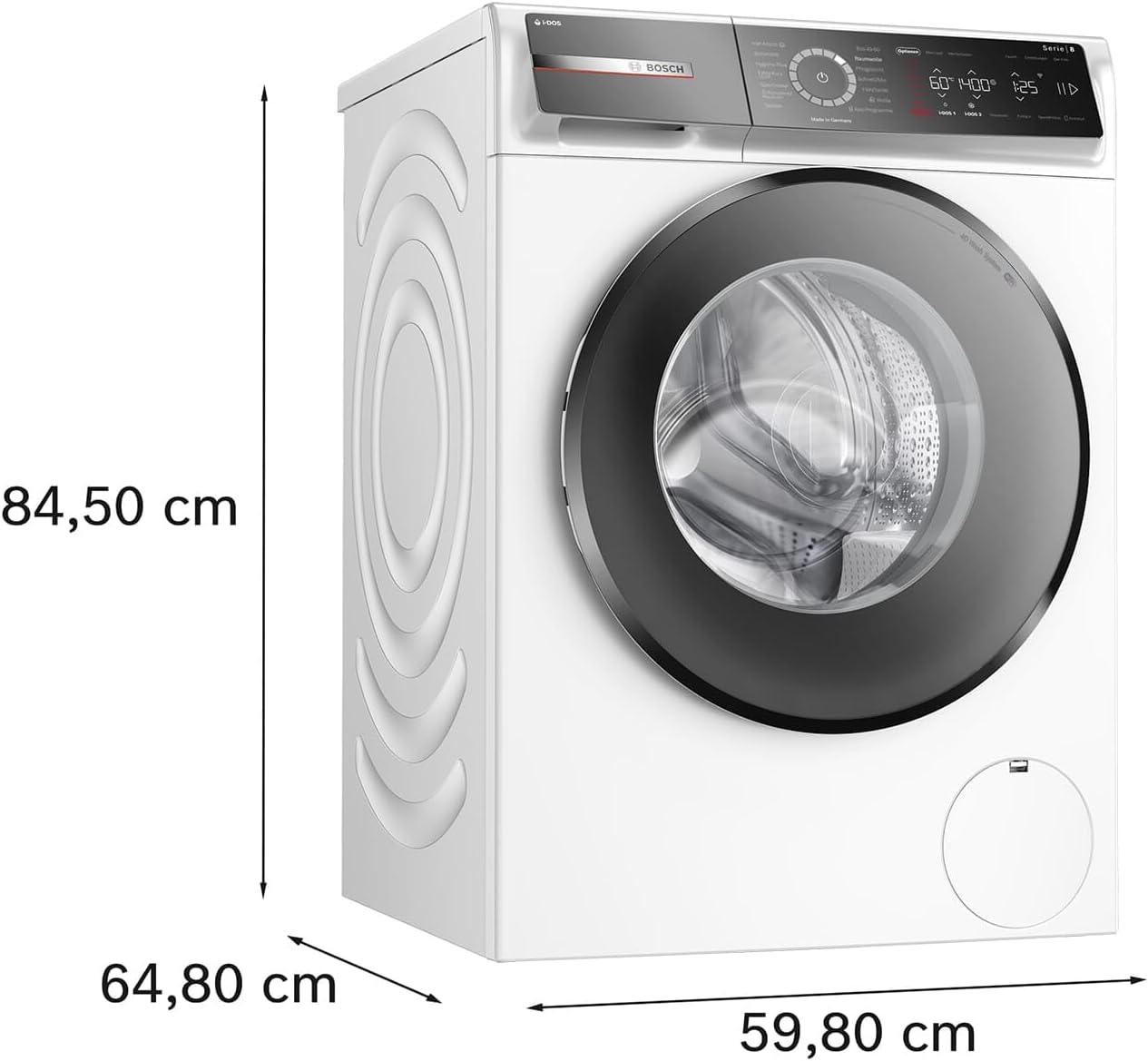 BOSCH WAN28127 Waschmaschine Serie 4, Frontlader mit 8kg Fassungsvermögen, 1400 UpM, Iron Assist, Active Water Plus, EcoSilence Drive, Speed Perfect, Weiß, 60cm