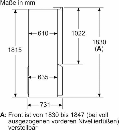 SIEMENS KF96NVPEA iQ300 Multi-Door-Kühlschrank, 183 x 91 cm, 405 L Kühlen & 200 L Gefrieren, hyperFresh längere Frische, noFrost nie wieder abtauen, superCooling schnellere Kühlung