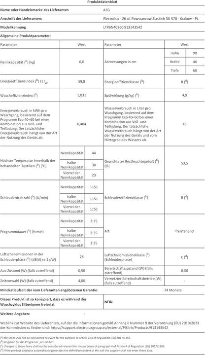AEG Waschmaschine Toplader, Serie 6000 ProSense: Mengenautomatik, 6 kg, EEKL A, SoftOpening Trommeldeckelöffnung, Wasserschutzalarm, Wasserstoppschlauch, Inverter Motor, 1400 U/min, LTR6A41460