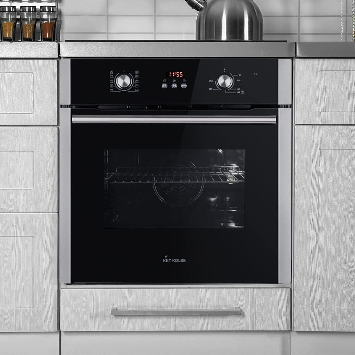 Autarkes Herdset: 60cm Einbaubackofen BO8805SS + 59cm Kochfeld CH5901RL | Grill | Heißluft | Automatik-Timer | 2-fach Wärmeschutzverglasung | Kindersicherung | Knebelbedienung | SET8805CH59RL