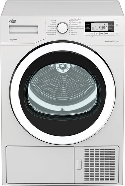Beko B5T4824IF bPRO 500 Wäschetrockner, 8 kg, Frontlader Wärmepumpentrockner, allergikergeeignet, 15 Programme, Dampffunktion, Knitterschutz, Silent-Programm, AquaWave Schontrommel, Weiß