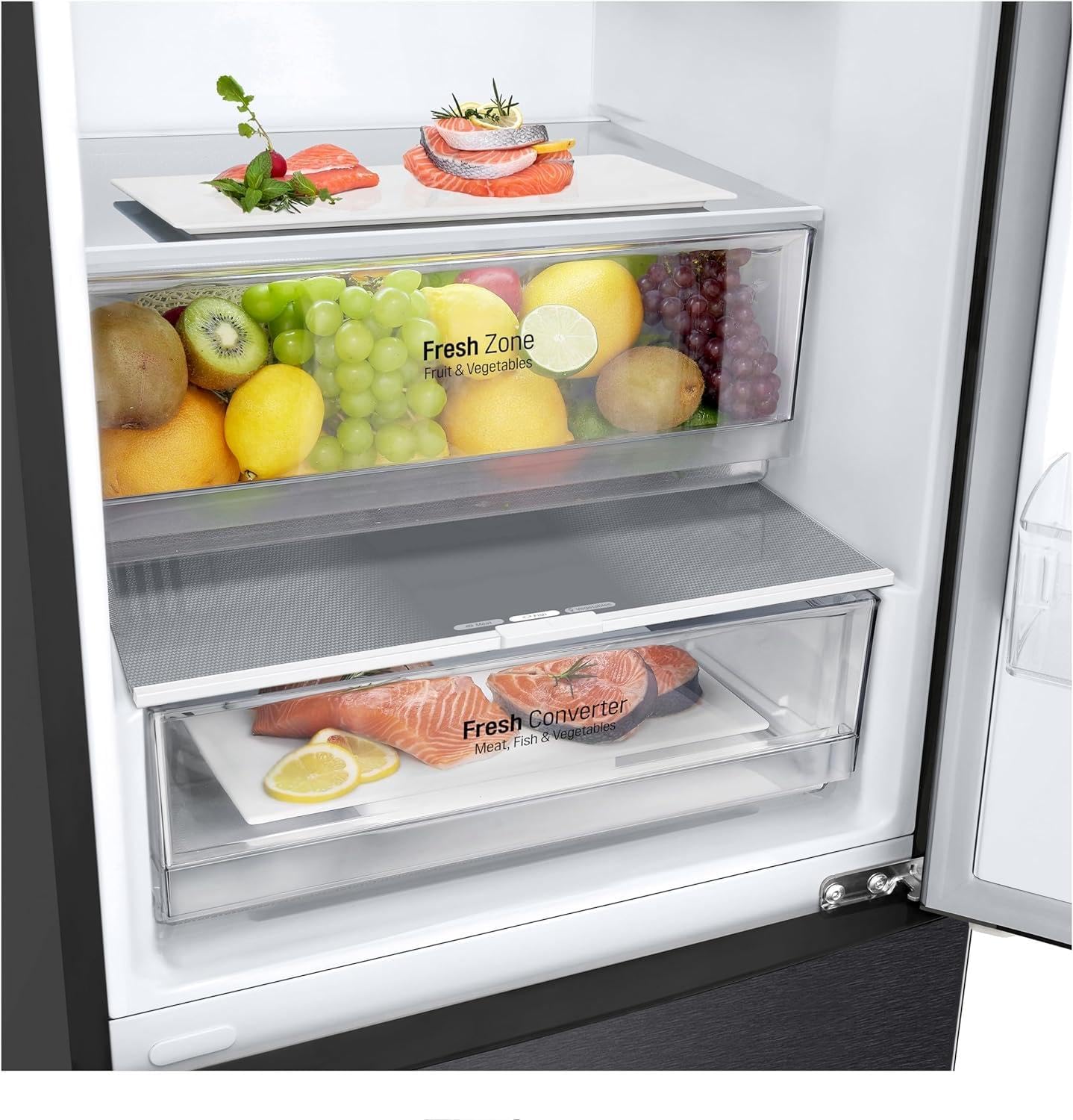 LG GBV22NCCEP Kühl-/Gefrierkombination – Smart Inverter Compressor, Total No Frost, Modern Flat Door Design, Matt Schwarz Metallic, Energieeffizienz A