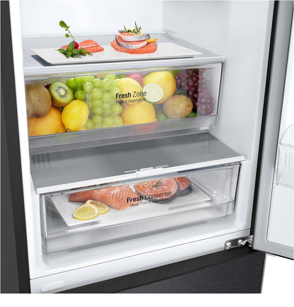 LG GBV22NCCEP Kühl-/Gefrierkombination – Smart Inverter Compressor, Total No Frost, Modern Flat Door Design, Matt Schwarz Metallic, Energieeffizienz A