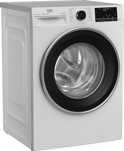 Beko B3WFU58415W1 b300 Waschmaschine, 8 kg, Waschvollautomat, Restzeitanzeige, Schleuderwahl, 1400 U/min, Dampffunktion, AddXtra-Nachlegefunktion, Bluetooth, Hygiene+ allergikergeeignet, Weiß