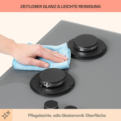 Klarstein Gasherd, Einbau-Gasherd für Propan Gasflasche, Gaskochfeld 4 Flammig, Gasherd für Küche, Camping & Wohnmobil, 8000 W Kochplatte, LPG Gaskocher, Herdplatte für Propangas, Edelstahl Gas-Herd