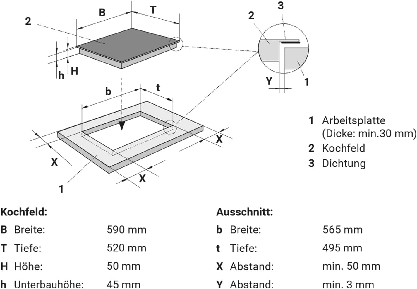 Autarkes Herdset: 60cm Einbaubackofen BO8805SS + 59cm Kochfeld CH5901RL | Grill | Heißluft | Automatik-Timer | 2-fach Wärmeschutzverglasung | Kindersicherung | Knebelbedienung | SET8805CH59RL
