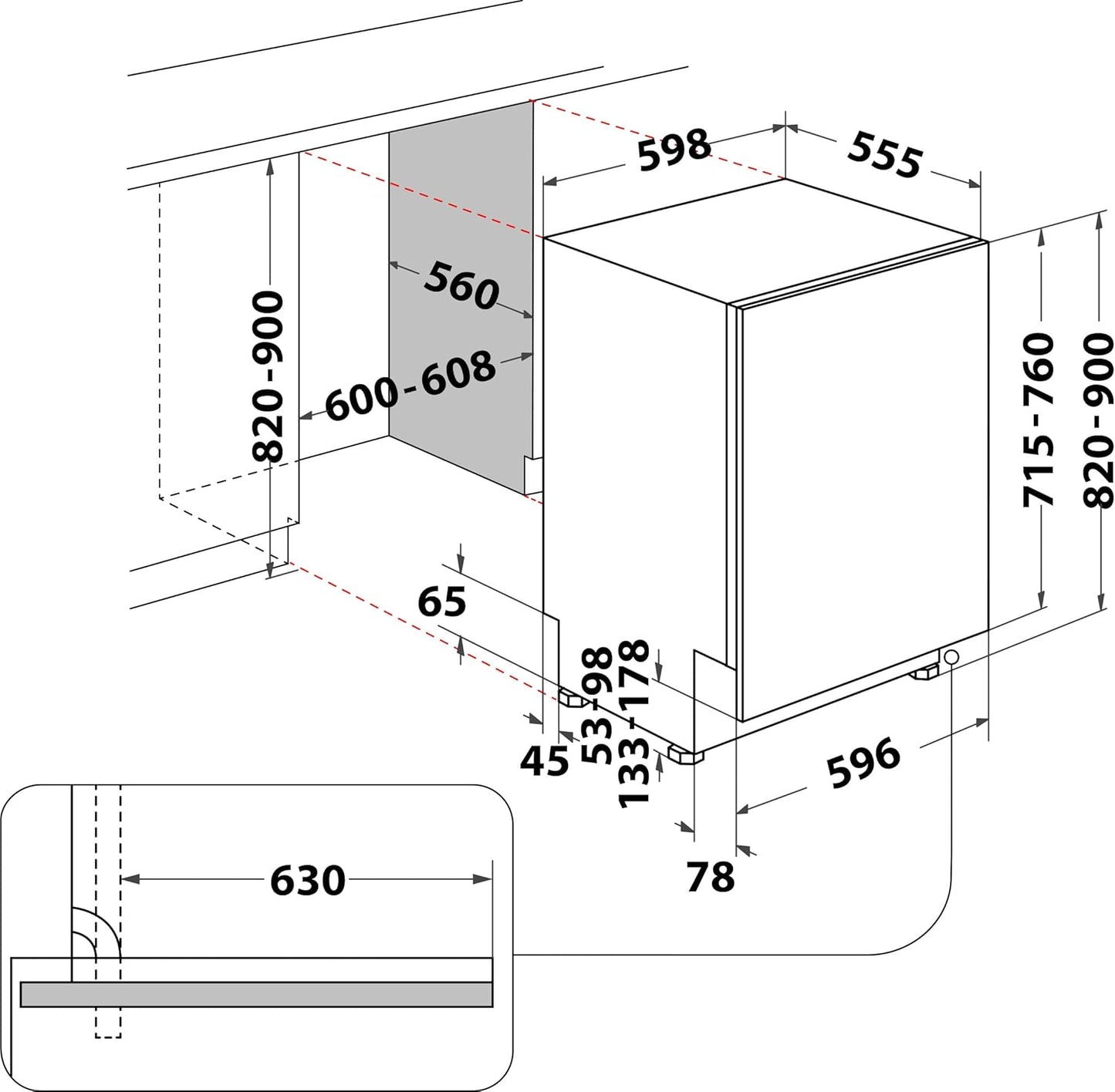 Bauknecht BCIO 3T341 PLET Vollintegrierbarer Geschirrspüler 60 cm /Edelstahl/14 Maßgedecke/10 Standardprogramme und 1 Sensorprogramm/PowerClean/ActiveDry/Besteckschublade/Vollwasserschutz