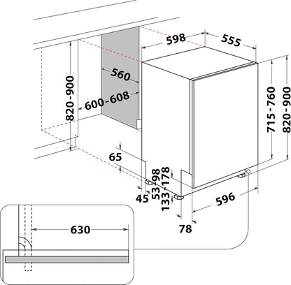 Bauknecht BCIO 3T341 PLET Vollintegrierbarer Geschirrspüler 60 cm /Edelstahl/14 Maßgedecke/10 Standardprogramme und 1 Sensorprogramm/PowerClean/ActiveDry/Besteckschublade/Vollwasserschutz