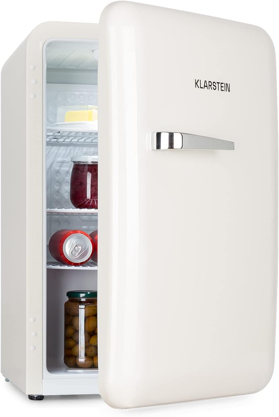 Klarstein Audrey Mini - kleiner Kühlschrank, kompakte Mini-Bar, freistehend, Kompressionskühlung, Fassungsvermögen, Kühlung: 0-10 °C, Mini-Kühlschrank mit 70 Liter Fassungsvermögen, rot