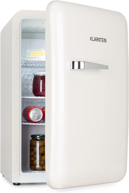 Klarstein Audrey Mini - kleiner Kühlschrank, kompakte Mini-Bar, freistehend, Kompressionskühlung, Fassungsvermögen, Kühlung: 0-10 °C, Mini-Kühlschrank mit 70 Liter Fassungsvermögen, rot