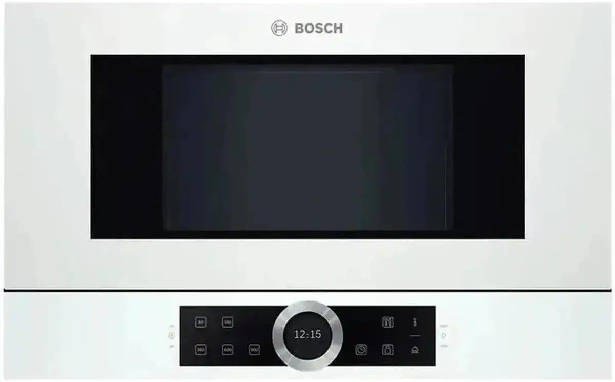 Bosch BFR634GS1 Serie 8 Einbau-Mikrowelle, Türanschlag Rechts, AutoPilot 7 Automatikprogramme, Reinigungsunterstützung, TFT-Touchdisplay, LED-Beleuchtung gleichmäßige Ausleuchtung, 38 x 60 cm, 900 W