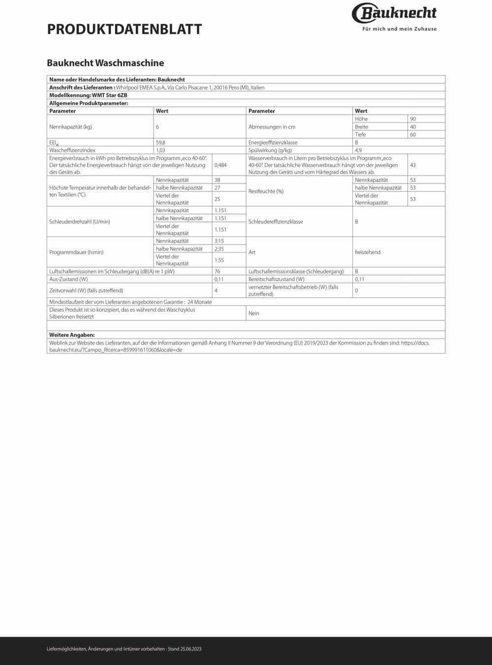 Bauknecht WMT Pro Eco 6ZB Toplader-Waschmaschine / 6 kg / 1200 UpM/Antiflecken-Programm/FreshFinish/ZEN Technology/Startzeitvorwahl/SoftOpening/Kurz 30'/ 15° Green& Clean
