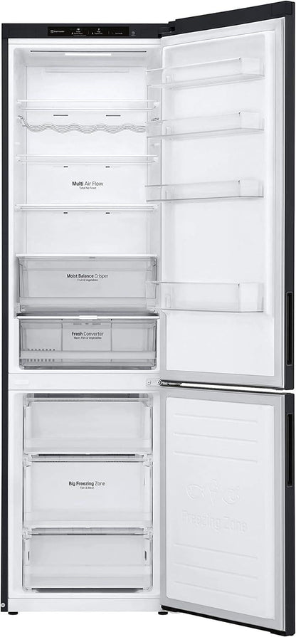 LG GBV22NCCEP Kühl-/Gefrierkombination – Smart Inverter Compressor, Total No Frost, Modern Flat Door Design, Matt Schwarz Metallic, Energieeffizienz A