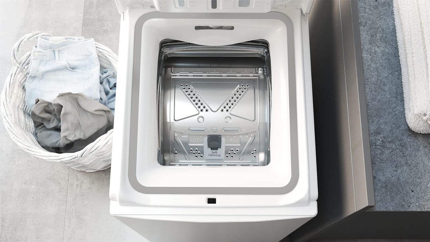 Bauknecht WMT Pro Eco 6ZB Toplader-Waschmaschine / 6 kg / 1200 UpM/Antiflecken-Programm/FreshFinish/ZEN Technology/Startzeitvorwahl/SoftOpening/Kurz 30'/ 15° Green& Clean