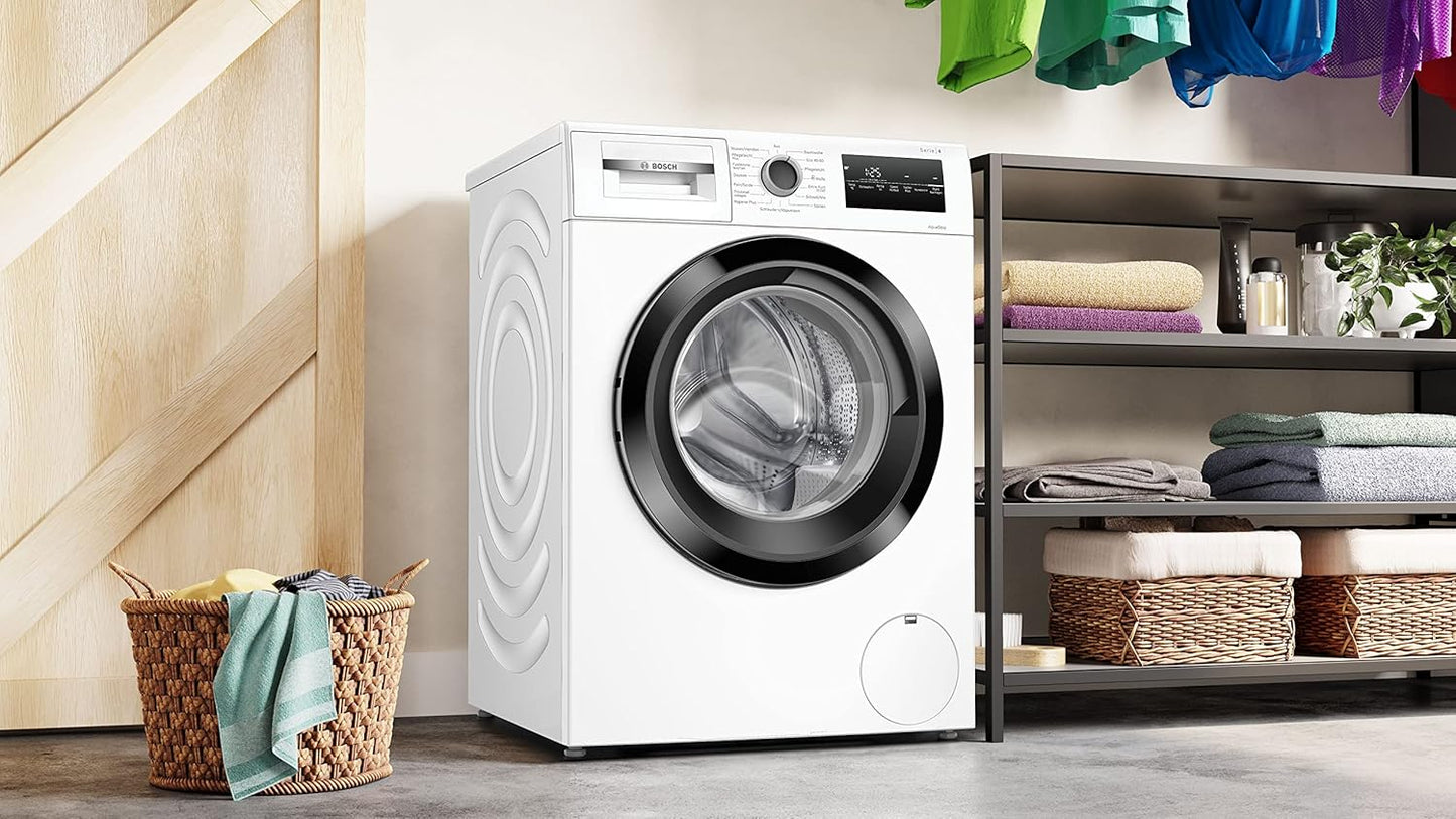 BOSCH WAN28127 Waschmaschine Serie 4, Frontlader mit 8kg Fassungsvermögen, 1400 UpM, Iron Assist, Active Water Plus, EcoSilence Drive, Speed Perfect, Weiß, 60cm