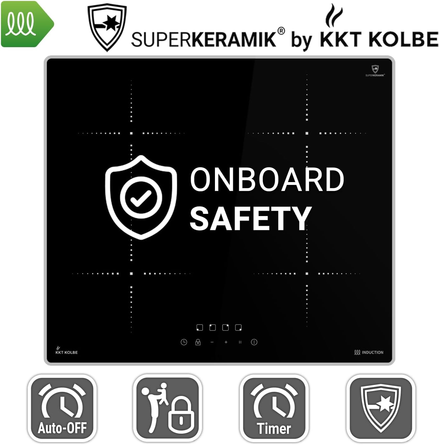 Autarkes Herdset: 60cm Einbaubackofen BO8805SS + 59cm Kochfeld CH5901RL | Grill | Heißluft | Automatik-Timer | 2-fach Wärmeschutzverglasung | Kindersicherung | Knebelbedienung | SET8805CH59RL