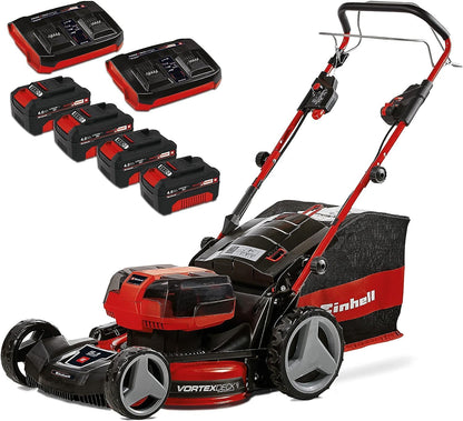 Einhell Professional Tondeuse à gazon sans fil GP-CM 36/47 S HW Li Power X-Change (36V, 47 cm largeur de coupe, autotractée, moteur sans charbon) Livré avec 4 Batteries 4,0Ah et 2 Chargeurs Doubles