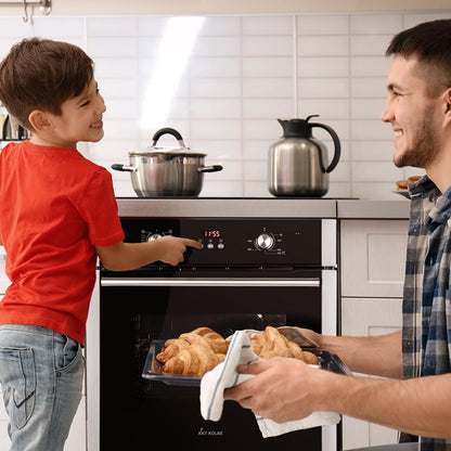 Autarkes Herdset: 60cm Einbaubackofen BO8805SS + 59cm Kochfeld CH5901RL | Grill | Heißluft | Automatik-Timer | 2-fach Wärmeschutzverglasung | Kindersicherung | Knebelbedienung | SET8805CH59RL