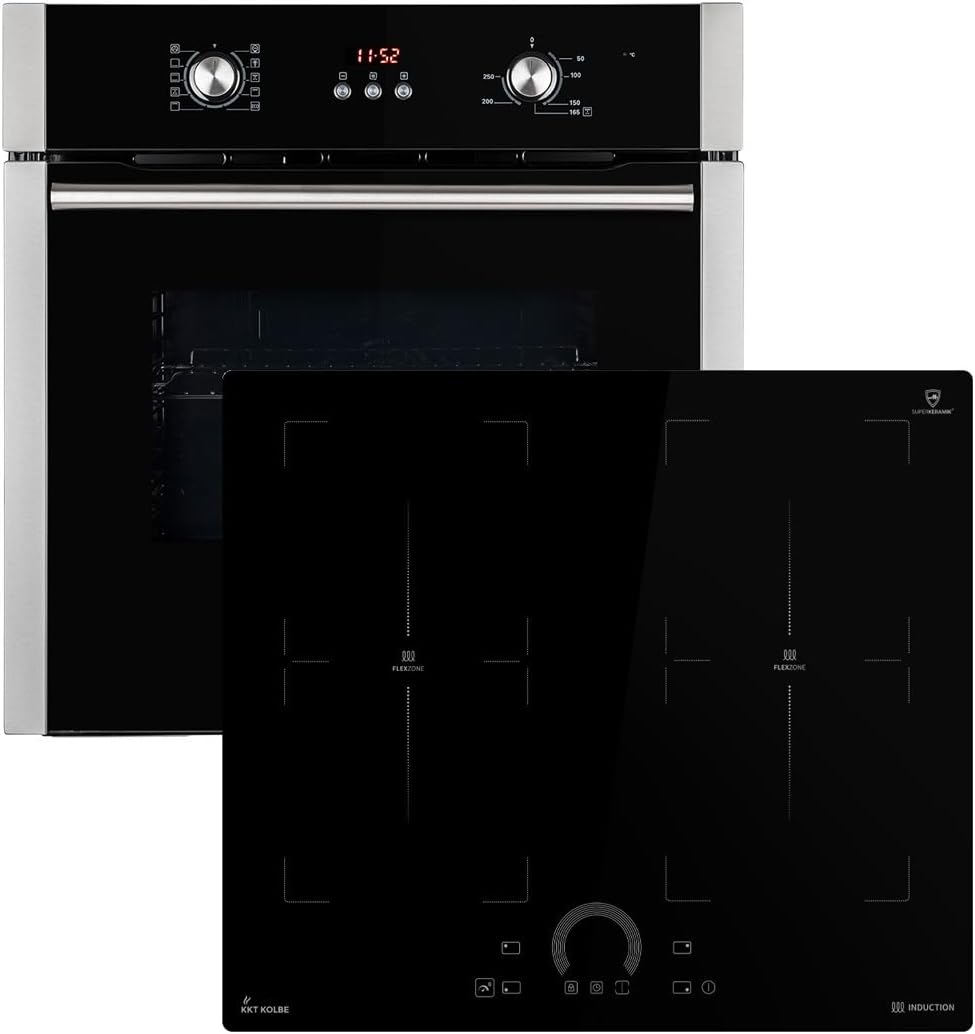 Autarkes Herdset: 60cm Einbaubackofen BO8805SS + 59cm Kochfeld CH5901RL | Grill | Heißluft | Automatik-Timer | 2-fach Wärmeschutzverglasung | Kindersicherung | Knebelbedienung | SET8805CH59RL