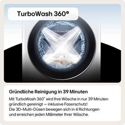 LG V7WD107H2E, Klasse E, Frontlader-Waschtrockner 10,5 - 7 kg, 1400 U/min, AI Direct Drive, Wi-Fi, Tiefenreinigung mit Dampf, TurboWash, Größere Kapazität, 62 x 60 x 85 cm ꟷ Weiß