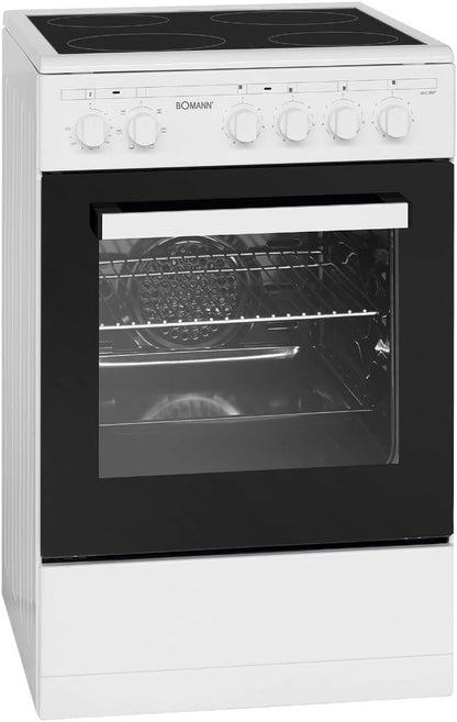 Bomann® Backofen 50cm mit Herd | Elektroherd freistehend 50 cm mit 4 Kochplatten | Standherd mit Ofen 43L | Ober-/Unterhitze | 40°C-240°C | inkl. Blech & Grillrost | Elektroherd mit Kochfeld EHC 7939