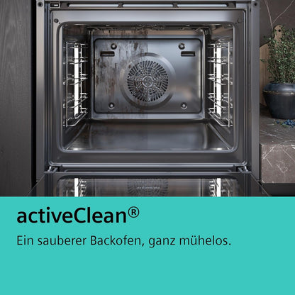 Siemens HB578GBS3, iQ500, Einbau-Backofen 60 x 60 cm, activeClean Pyrolyse Selbstreinung, TFT-Display, 3D Heißluft, Schnellaufheizung, cookControl40 Automatikprogramme, softMove, Edelstahl