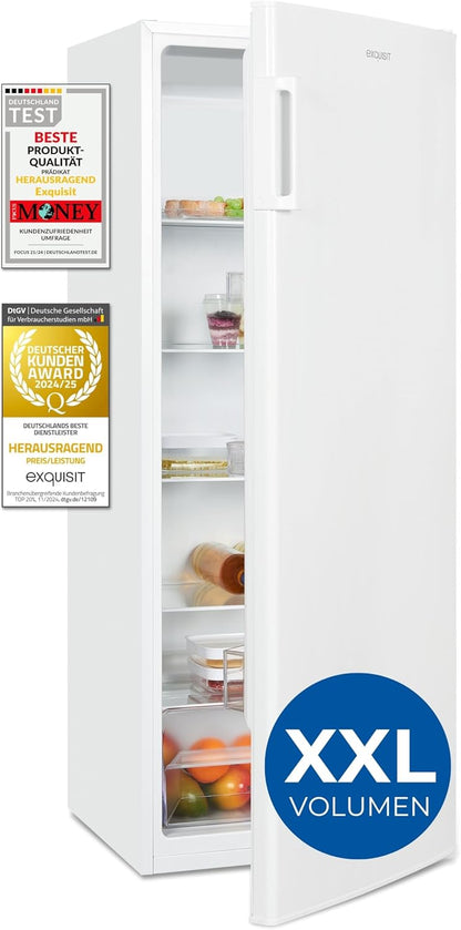 Exquisit Kühlschrank ohne Gefrierfach, Großer Kühlschrank, 5 Ablagen, 242 Liter, Vollraumkühlschrank 143 cm hoch, KS5320-V-H-040E weiss