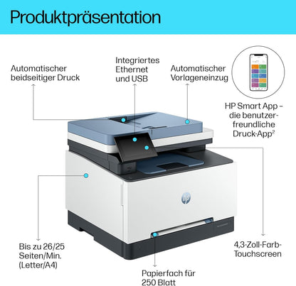 HP Color LaserJet Pro MFP 3302fdwg Multifunktions-Farblaserdrucker, Fax, Automatischer beidseitiger Druck, Touchscreen, Wi-Fi, Ethernet, USB, HP Wolf Pro Security