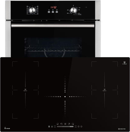 Autarkes Herdset: 60cm Einbaubackofen BO8805SS + 59cm Kochfeld CH5901RL | Grill | Heißluft | Automatik-Timer | 2-fach Wärmeschutzverglasung | Kindersicherung | Knebelbedienung | SET8805CH59RL
