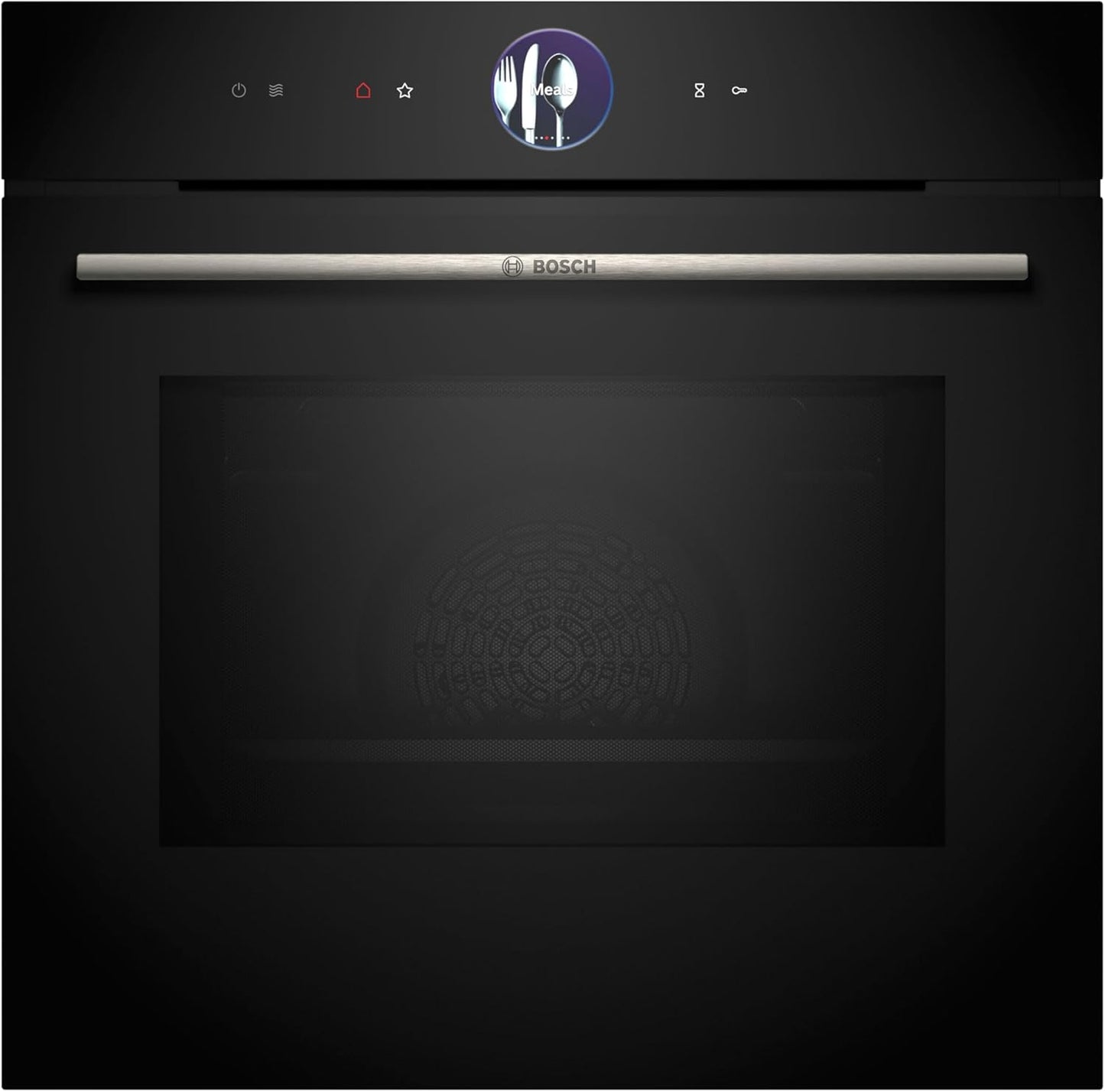 Bosch HMG7361B1, Serie 8 smarter Einbau-Backofen mit Mikrowellenfunktion, 60 x 60 cm, Made in Germany, Schwarz, Air Fry, Digitaler Bedienring, Touchdisplay, Automatikprogramme, Reinigungsunterstützung
