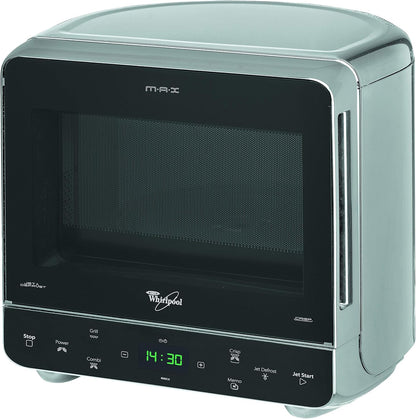 Whirlpool MAX 38 SL Kombination Grill und Mikrowelle / 700 W / 13 L Garraum / Crisp Funktion / Super-Kompakt Design besonders platzsparend in Ecken / Grill / Schnellauftau-Funktion, Silber