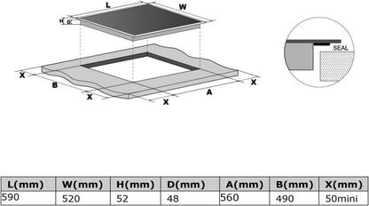 Autarkes Herdset: 60cm Einbaubackofen BO8805SS + 59cm Kochfeld CH5901RL | Grill | Heißluft | Automatik-Timer | 2-fach Wärmeschutzverglasung | Kindersicherung | Knebelbedienung | SET8805CH59RL