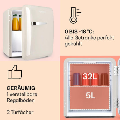 Klarstein Audrey Mini - kleiner Kühlschrank, kompakte Mini-Bar, freistehend, Kompressionskühlung, Fassungsvermögen, Kühlung: 0-10 °C, Mini-Kühlschrank mit 70 Liter Fassungsvermögen, rot