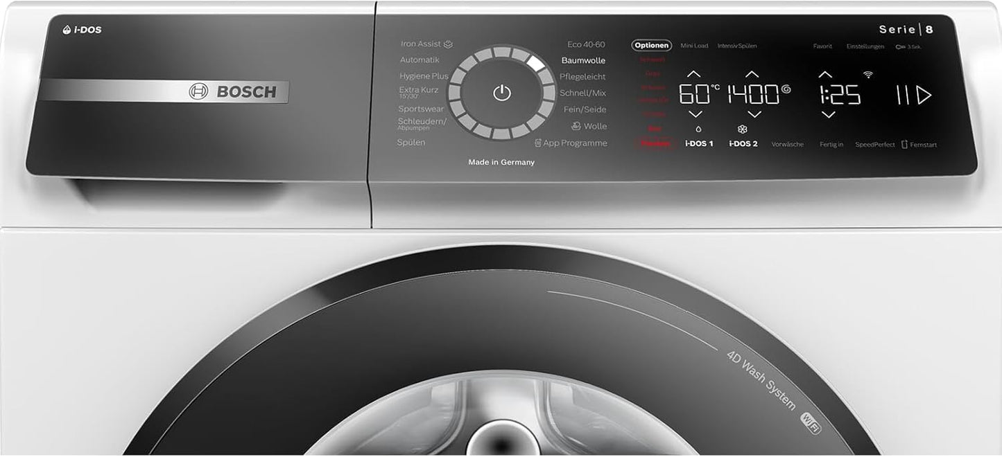 BOSCH WAN28127 Waschmaschine Serie 4, Frontlader mit 8kg Fassungsvermögen, 1400 UpM, Iron Assist, Active Water Plus, EcoSilence Drive, Speed Perfect, Weiß, 60cm