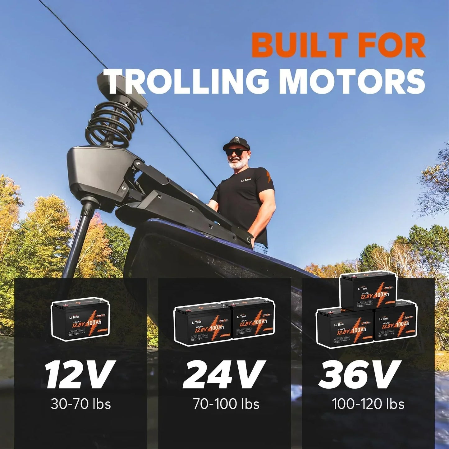 LiTime 12V 100Ah TM LiFePO4 Lithium Battery Built in 100A BMS