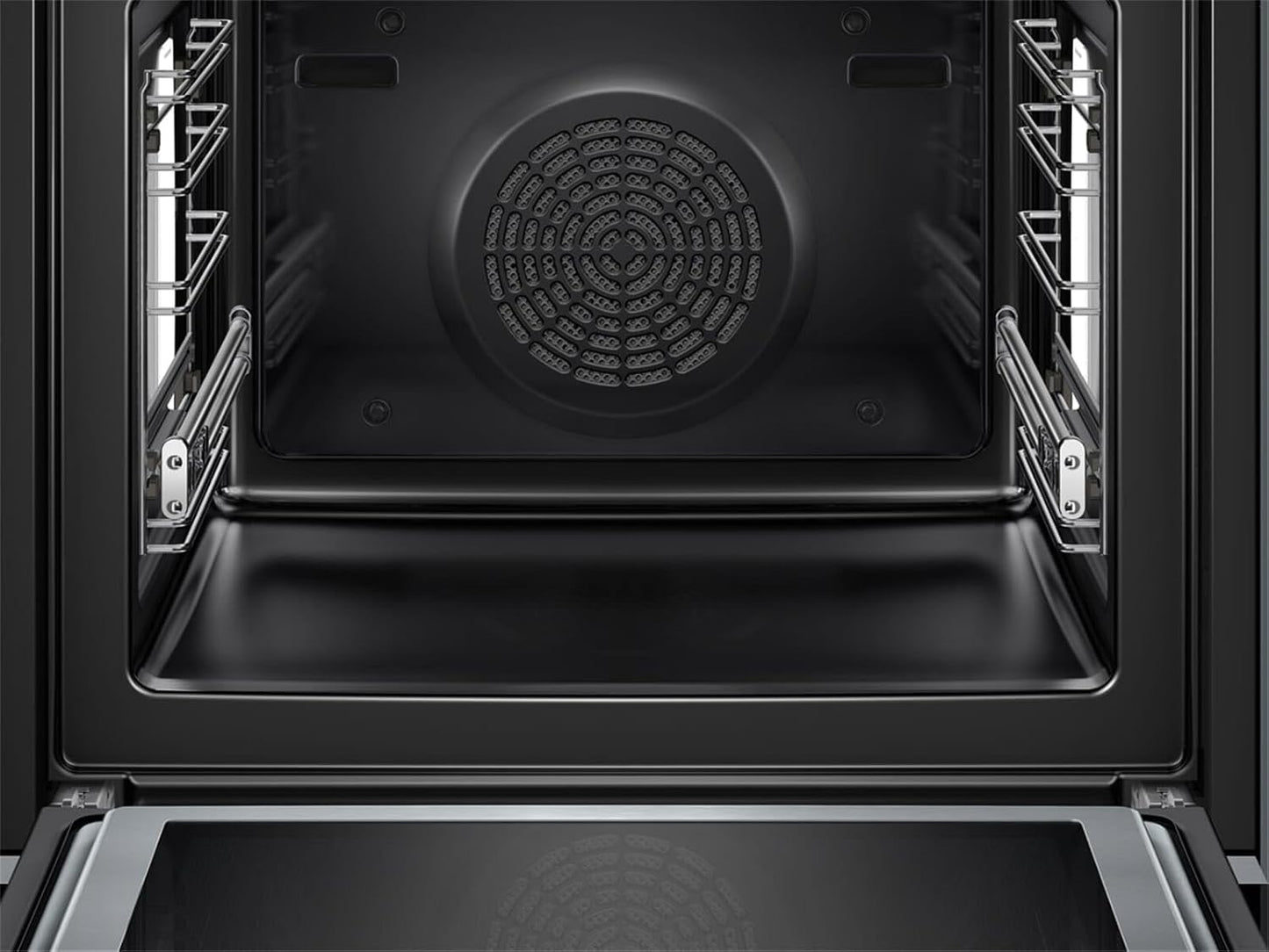 Bosch HMG7361B1, Serie 8 smarter Einbau-Backofen mit Mikrowellenfunktion, 60 x 60 cm, Made in Germany, Schwarz, Air Fry, Digitaler Bedienring, Touchdisplay, Automatikprogramme, Reinigungsunterstützung