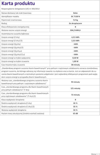 Beko DC 7130 N b100 Kondenstrockner, 7 kg, Elektronische Feuchtemessung, Automatischer Knitterschutz, AquaWave-Schontrommel, 15 Programme, Express Programm