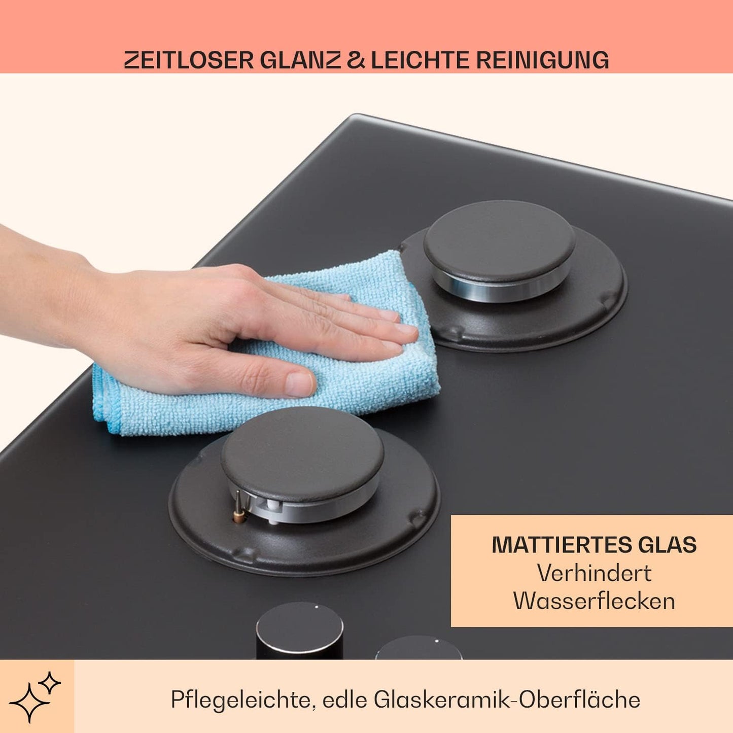 Klarstein Gasherd, Einbau-Gasherd für Propan Gasflasche, Gaskochfeld 4 Flammig, Gasherd für Küche, Camping & Wohnmobil, 8000 W Kochplatte, LPG Gaskocher, Herdplatte für Propangas, Edelstahl Gas-Herd