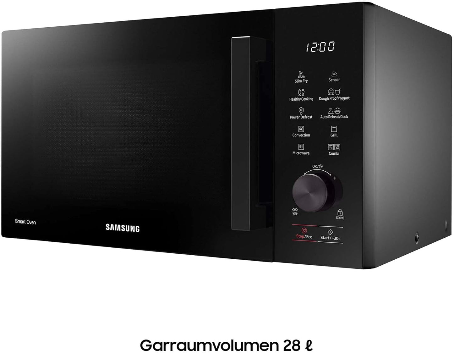 Samsung MC28A5137KK/E1 Kombi-Mikrowelle mit Grill und Heißluft, 900 W, 28 l Garraum, AirFry, Power Defrost, Kratzfester Keramik-Emaille-Inneraum, Schwarz
