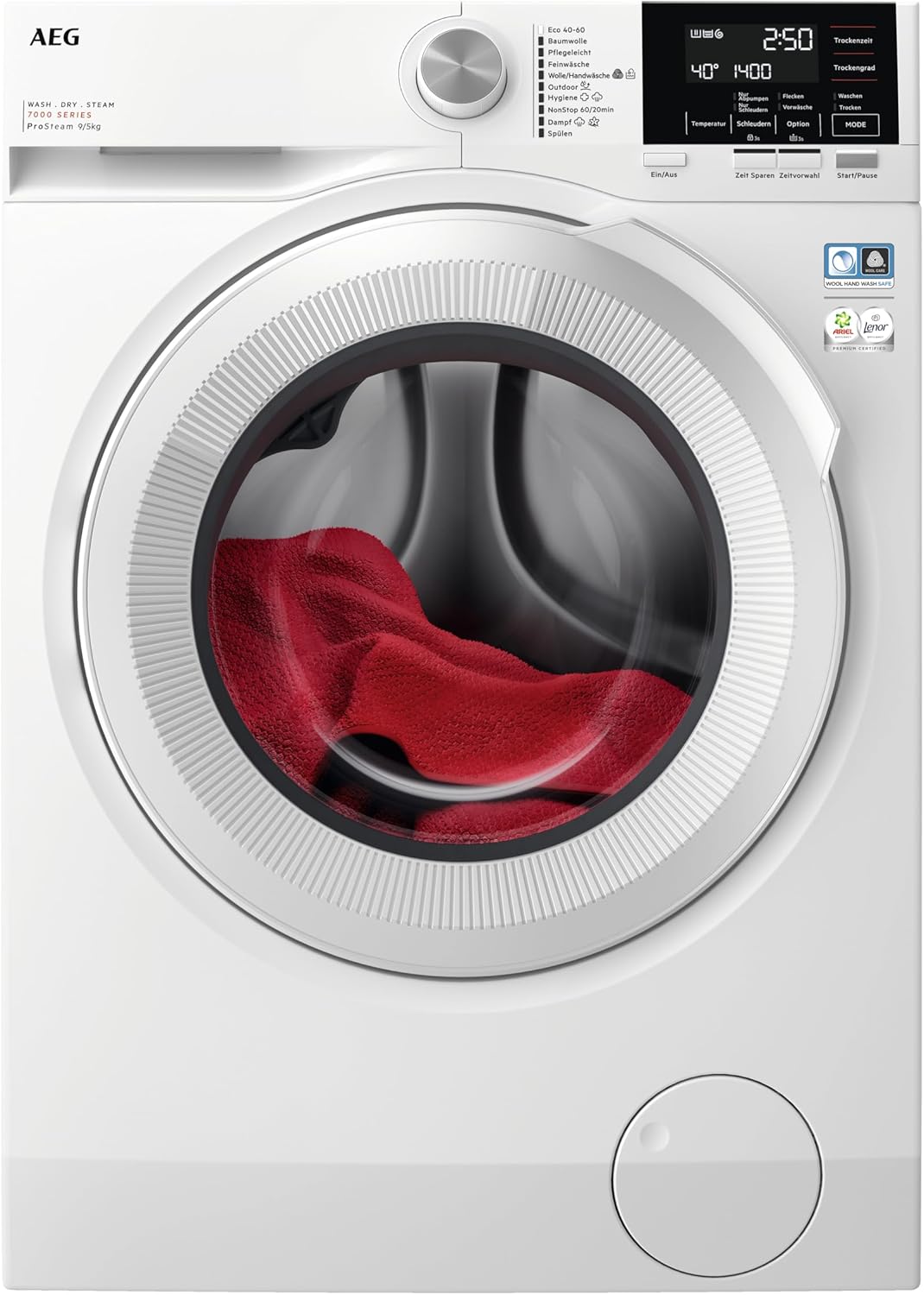 AEG L7WBA60680 Waschtrockner / DualSense - schonende Pflege / 8 kg Waschen / 5 kg Trocknen / D / energiesparend / Mengenautomatik / Nachlegefunktion / ProSteam - Auffrischfunktion / 1600 U/min Weiß