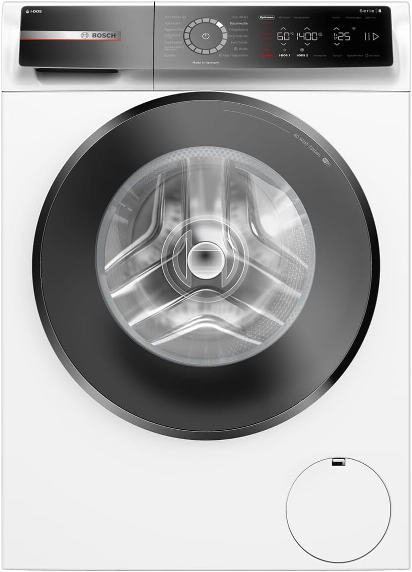 BOSCH WAN28127 Waschmaschine Serie 4, Frontlader mit 8kg Fassungsvermögen, 1400 UpM, Iron Assist, Active Water Plus, EcoSilence Drive, Speed Perfect, Weiß, 60cm