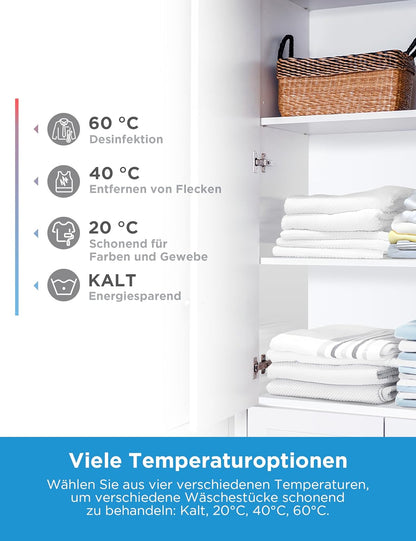 Midea MF10EW80B Waschmaschine / 8kg / 1400 U/Min/EEK A/Inverter Quattro Moto/Dampffunktion/Grosse Trommel/Slim Design/Nachlegefunktion/Kindersicherung/AquaStop, Weiß