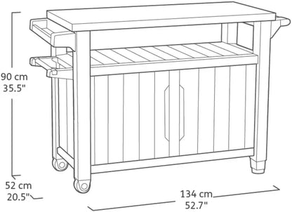 KETER Desserte barbecue gris UNITY XL - 207 litres - 134 x 51.7 x 89.6 cm