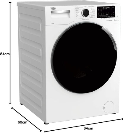 Beko B3WFU58415W1 b300 Waschmaschine, 8 kg, Waschvollautomat, Restzeitanzeige, Schleuderwahl, 1400 U/min, Dampffunktion, AddXtra-Nachlegefunktion, Bluetooth, Hygiene+ allergikergeeignet, Weiß