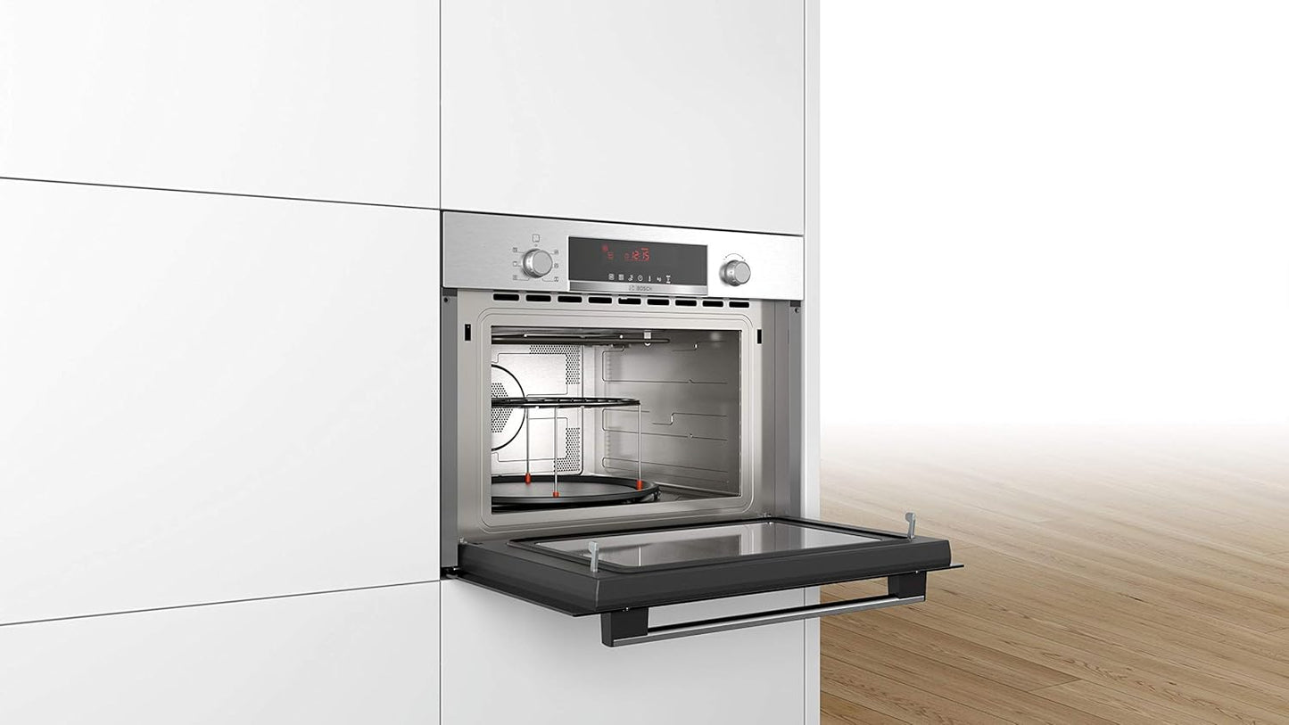 Bosch BFR634GS1 Serie 8 Einbau-Mikrowelle, Türanschlag Rechts, AutoPilot 7 Automatikprogramme, Reinigungsunterstützung, TFT-Touchdisplay, LED-Beleuchtung gleichmäßige Ausleuchtung, 38 x 60 cm, 900 W